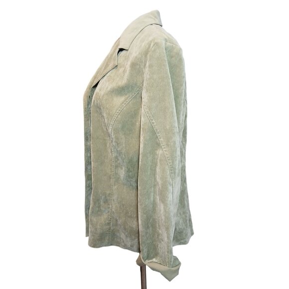 Womens Large Micro Corduroy Shacket Green Light Academia Classicore Corpcore - Picture 3 of 5